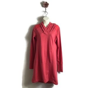 Lole Red Heather Hooded Tunic Sweatshirt Dress